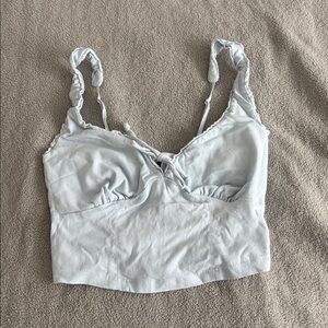 Light Blue Ruched Crop Top